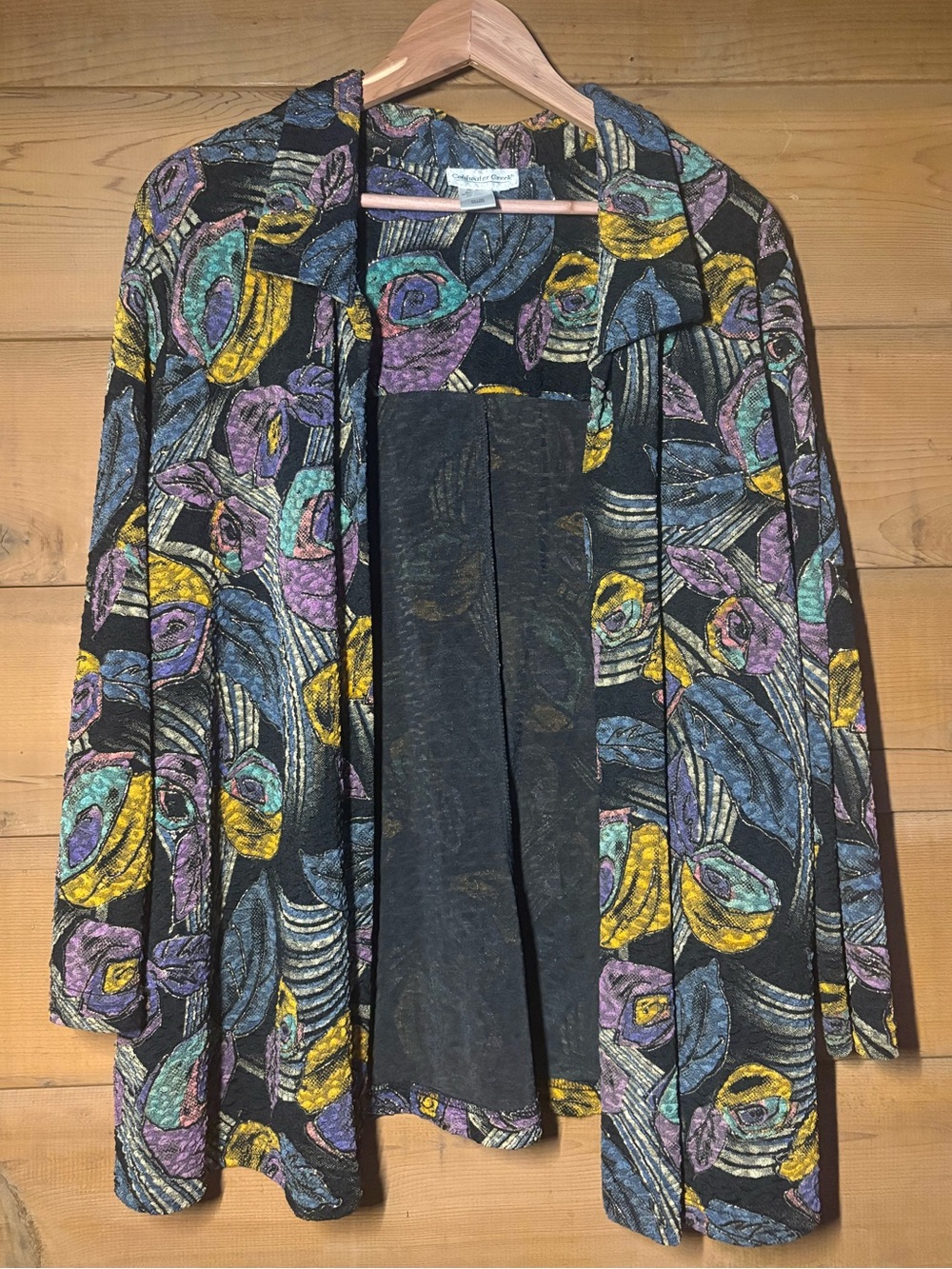 Coldwater Creek Art to Wear Open Jacket- Size XL- Maximalist Colorful Vintage
